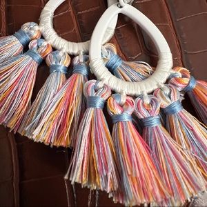 TARGET SUGARFIX BY BAUBLEBAR White & Multi Pastel Fringe Tassel Dangle Earrings
